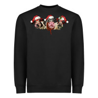 Black christmas holstein cows Heavyweight Sweatshirt - LillyAllenDesigns