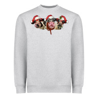Heather Grey christmas holstein cows Heavyweight Sweatshirt - LillyAllenDesigns