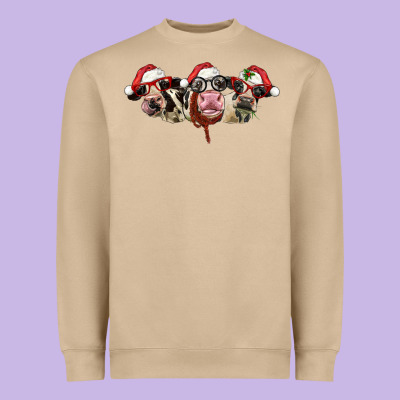 Christmas Holstein Cows Heavyweight Sweatshirt Designed By Lillyallendesigns