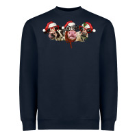 Navy christmas holstein cows Heavyweight Sweatshirt - LillyAllenDesigns