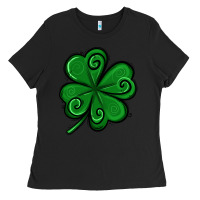 Black St. Patrick's Day Shamrock Ladies Tee - Jasminsmagicworld