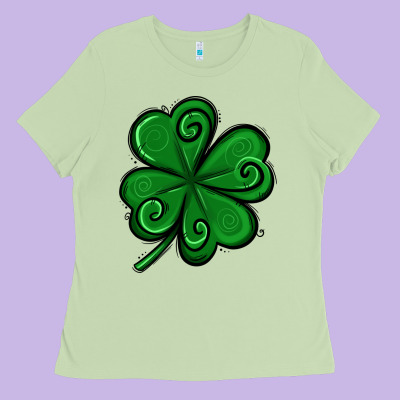 St. Patrick's Day Shamrock Ladies Tee Designed By Jasminsmagicworld