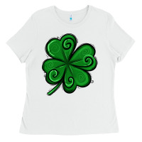 White St. Patrick's Day Shamrock Ladies Tee - Jasminsmagicworld
