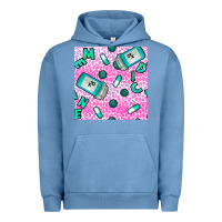 Pigment Pebble Blue Western Medicine Seamless Pattern Urban Hoodie - BundleAndBundleShop