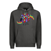 Charcoal Heather Rainbow sheep Premium Hoodie - CowGirlArtShop