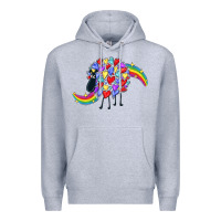 Heather Grey Rainbow sheep Premium Hoodie - CowGirlArtShop