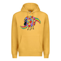 Mustard Rainbow sheep Premium Hoodie - CowGirlArtShop