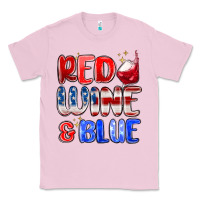 Bubblegum Pink red wine and blue Classic Tee - MaliasSmallBusiness