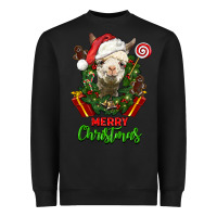 Black merry christmas alpaca face Heavyweight Sweatshirt - LillyAllenDesigns