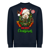 Navy merry christmas alpaca face Heavyweight Sweatshirt - LillyAllenDesigns