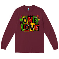 Burgundy one love juneteenth Long Sleeve Tee - LillyAllenDesigns