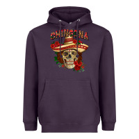 Plum Chingona with roses Mexico Heavyweight Hoodie - HowdyJamesFarm
