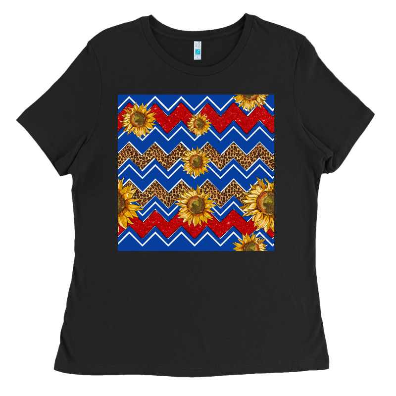 4th Of July Sunflower Seamless  Pattern Ladies Tee by BundleAndBundleShop | Teevron