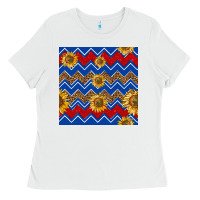 White 4th of july sunflower seamless  pattern Ladies Tee - BundleAndBundleShop