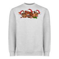 Heather Grey christmas red angus cows Heavyweight Sweatshirt - LillyAllenDesigns