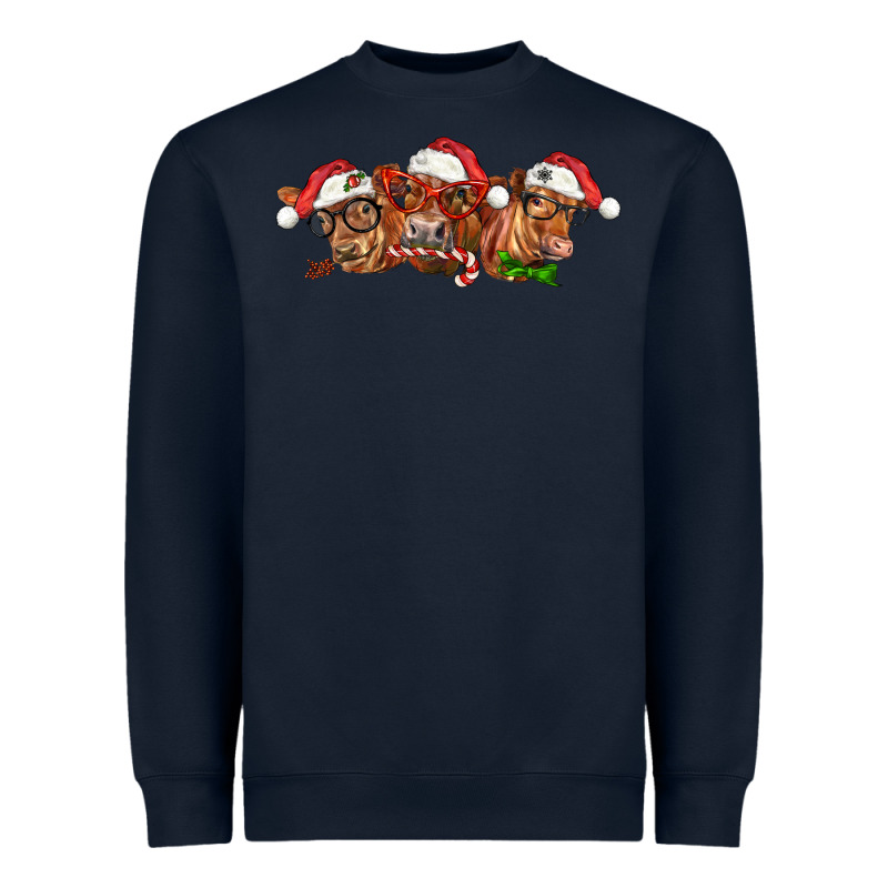 Christmas Red Angus Cows Heavyweight Sweatshirt by LillyAllenDesigns | Teevron