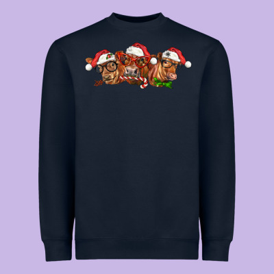 Christmas Red Angus Cows Heavyweight Sweatshirt Designed By Lillyallendesigns