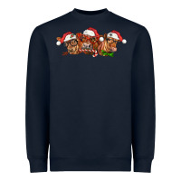 Navy christmas red angus cows Heavyweight Sweatshirt - LillyAllenDesigns