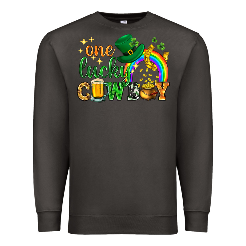 One Lucky Cowboy St. Patricks Day Premium Sweatshirt by HowdyJamesFarm | Teevron