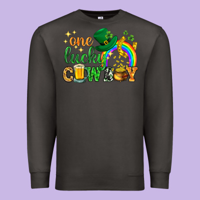 One Lucky Cowboy St. Patricks Day Premium Sweatshirt Designed By Howdyjamesfarm