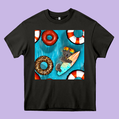 Koala At The Pool Seamless Pattern Heavy Core Tee Designed By Bundleandbundleshop