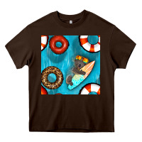 Chocolate Brown koala at the pool seamless pattern Heavy Core Tee - BundleAndBundleShop