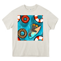 Cream koala at the pool seamless pattern Heavy Core Tee - BundleAndBundleShop