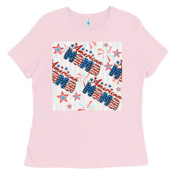 Bubblegum Pink american mama seamless pattern Ladies Tee - BundleAndBundleShop