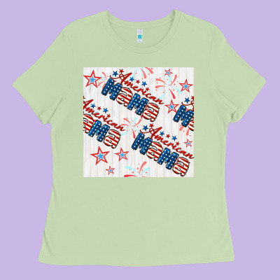 American Mama Seamless Pattern Ladies Tee Designed By Bundleandbundleshop