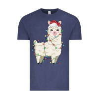Vintage Denim christmas llama Vintage Tee - MaliasSmallBusiness