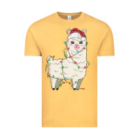 Vintage Mustard christmas llama Vintage Tee - MaliasSmallBusiness