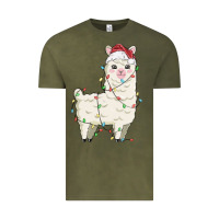 Vintage Olive christmas llama Vintage Tee - MaliasSmallBusiness