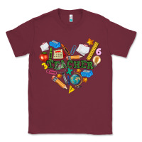 Burgundy teacher heart Classic Tee - NancyCooperArtShop