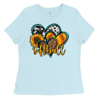 Baby Blue softball hearts Ladies Tee - Jasminsmagicworld