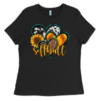 Black softball hearts Ladies Tee - Jasminsmagicworld