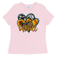 Bubblegum Pink softball hearts Ladies Tee - Jasminsmagicworld