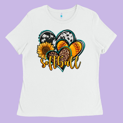 Softball Hearts Ladies Tee Designed By Jasminsmagicworld