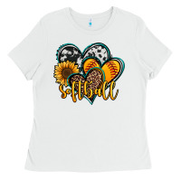 White softball hearts Ladies Tee - Jasminsmagicworld