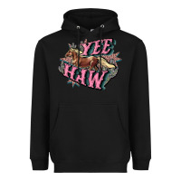 Black Yee haw Heavyweight Hoodie - HowdyJamesFarm