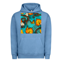 Pigment Pebble Blue autumn leaves seamless pattern Urban Hoodie - BundleAndBundleShop