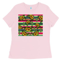 Bubblegum Pink sunflower cactus Ladies Tee - JahusDesignShop