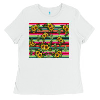 White sunflower cactus Ladies Tee - JahusDesignShop