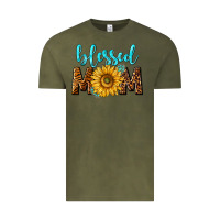 Vintage Olive blessed mom with sunflower Vintage Tee - NancyCooperArtShop