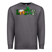 Charcoal Heather Lucky with beer St. Patricks day Premium Sweatshirt - HowdyJamesFarm