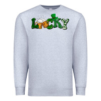 Heather Grey Lucky with beer St. Patricks day Premium Sweatshirt - HowdyJamesFarm