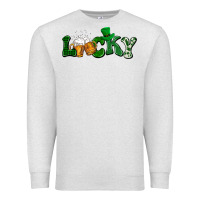 Oatmeal Heather Lucky with beer St. Patricks day Premium Sweatshirt - HowdyJamesFarm