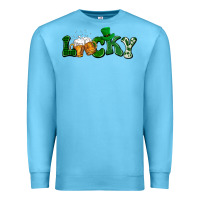 Ocean Blue Lucky with beer St. Patricks day Premium Sweatshirt - HowdyJamesFarm