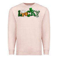 Pale Pink Lucky with beer St. Patricks day Premium Sweatshirt - HowdyJamesFarm
