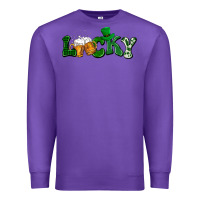 Purple Lucky with beer St. Patricks day Premium Sweatshirt - HowdyJamesFarm