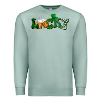 Seafoam Lucky with beer St. Patricks day Premium Sweatshirt - HowdyJamesFarm